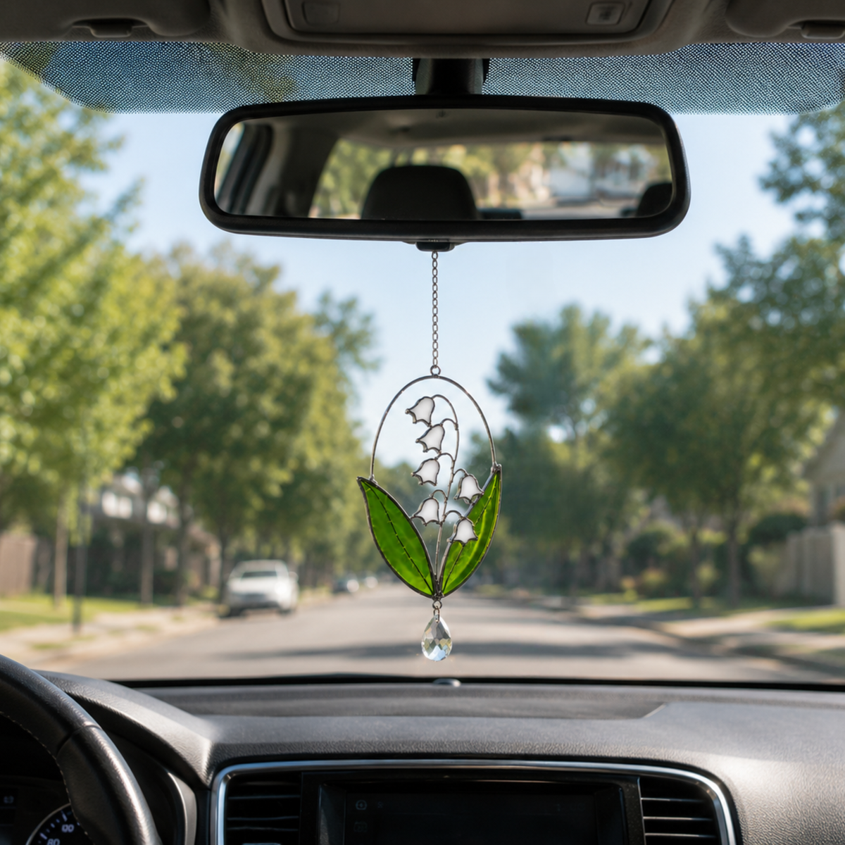 Lily of the Valley Suncatcher, Real Stained Glass Flower Window Decor