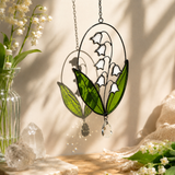 Lily of the Valley Suncatcher, Real Stained Glass Flower Window Decor